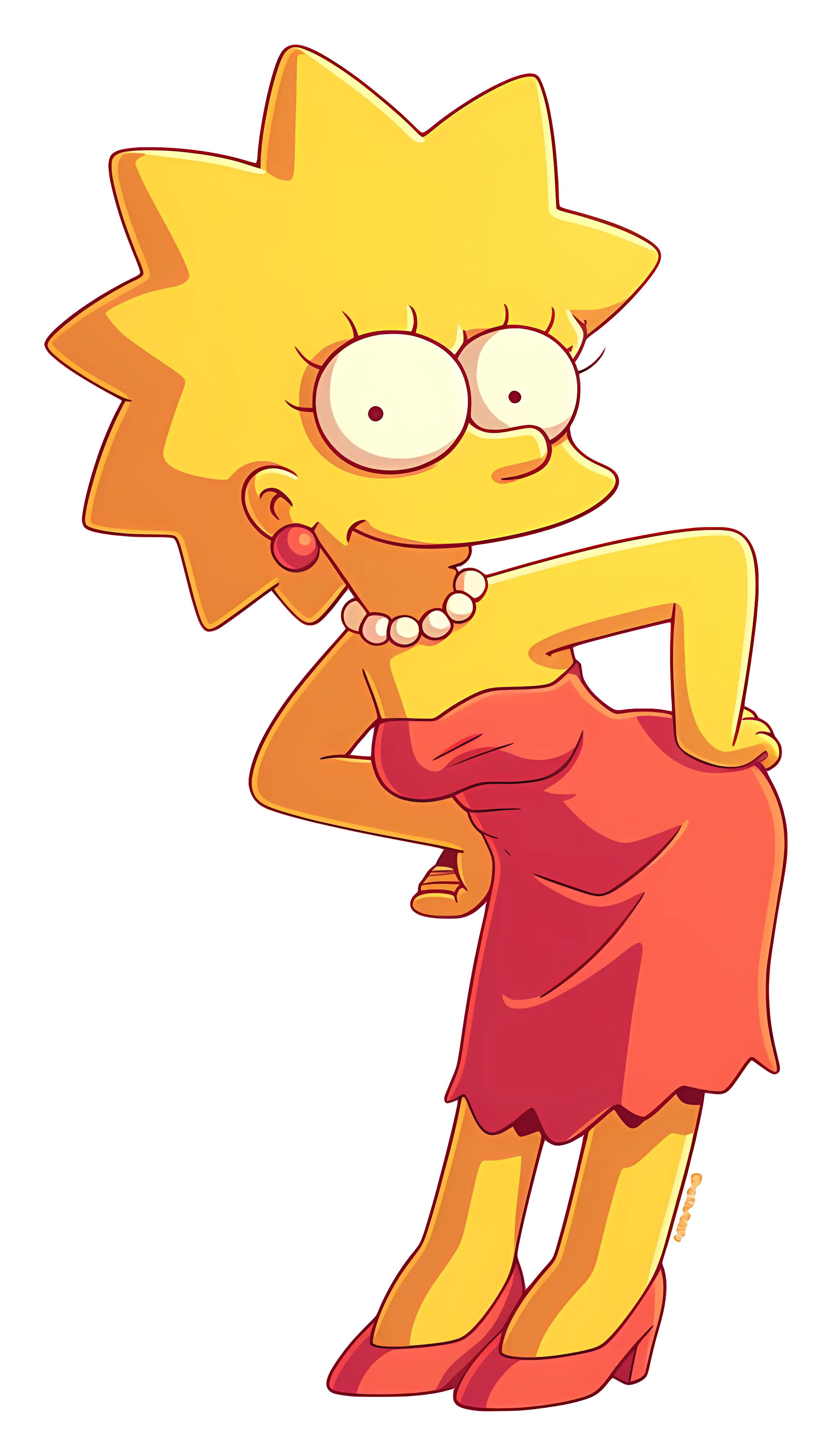 Cartoon Girl in Red Dress Character