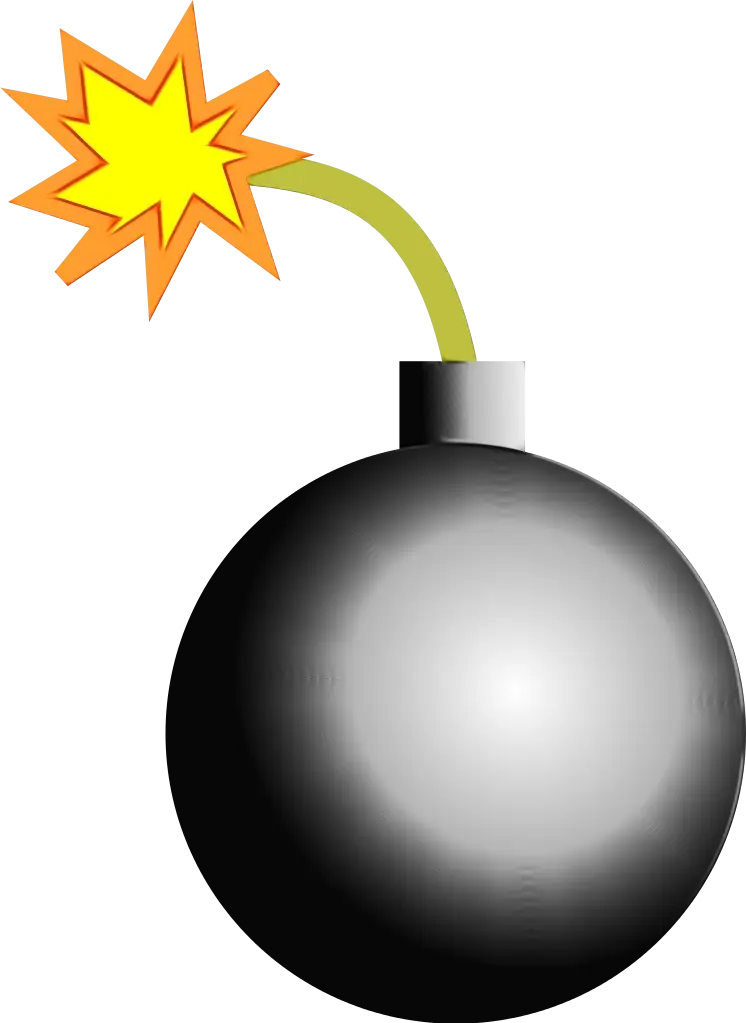 Cartoon Bomb with a Fuse Ready to Explode