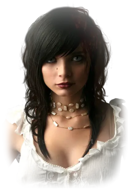 Stylish Woman with Dark Hair and Necklace