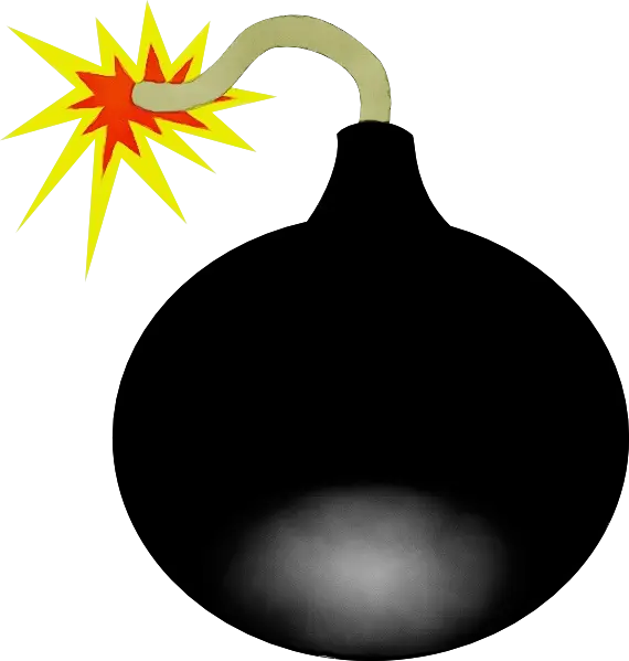 Cartoon Black Bomb with a Lit Fuse