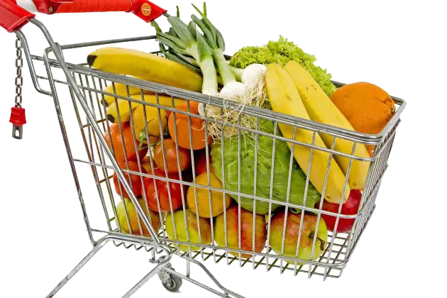 Shopping Cart with Groceries