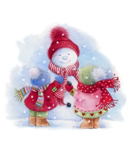 Children Building a Snowman
