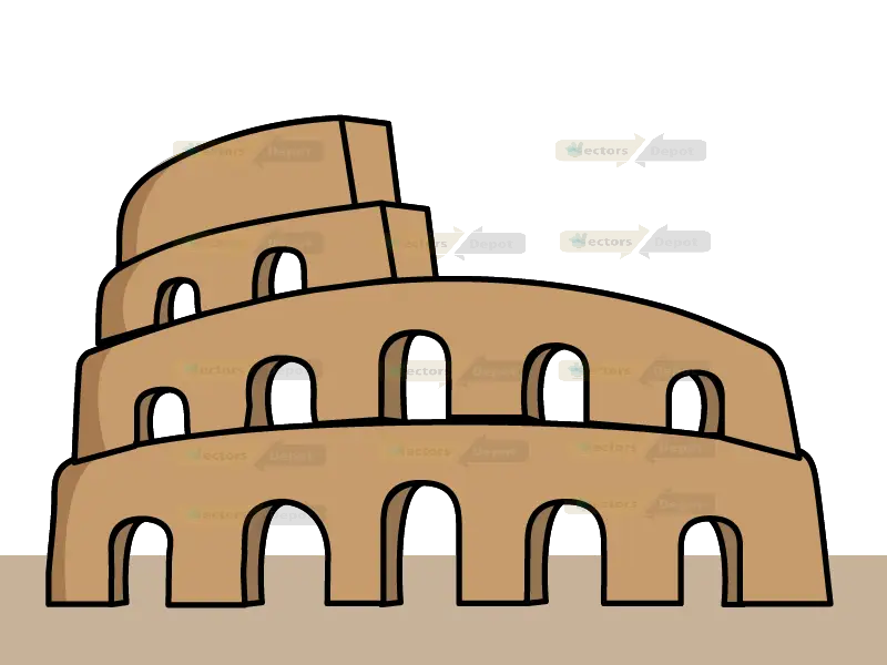 Colosseum Cartoon Illustration