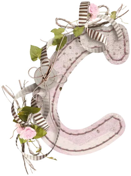 Floral Letter C with Decorative Details