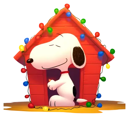 Doghouse Decorated with Christmas Lights