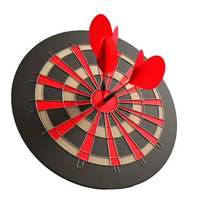 Dartboard with Red Darts