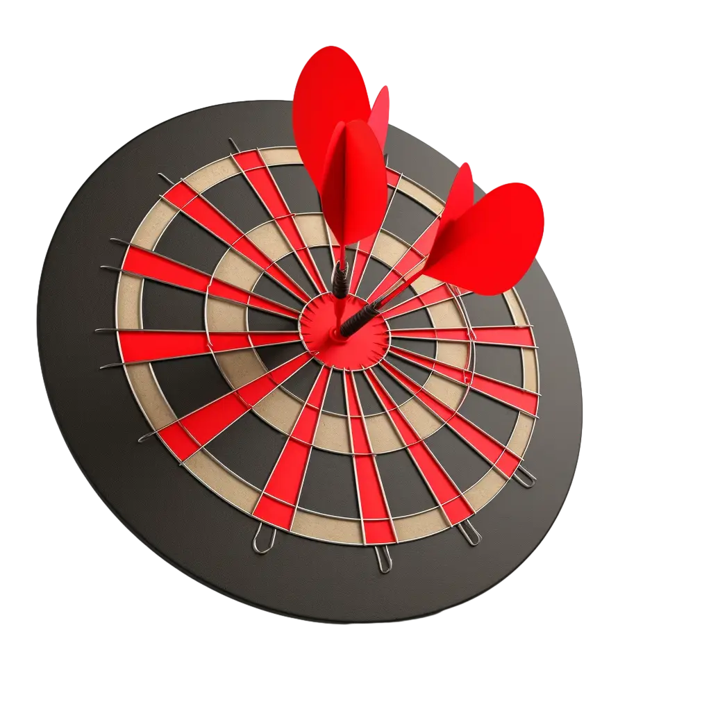 Dartboard with Red Darts