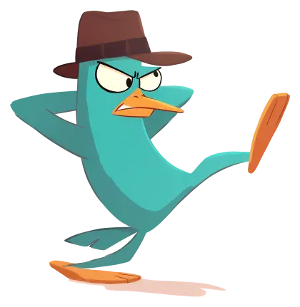 Cartoon Fighting Platypus with Hat