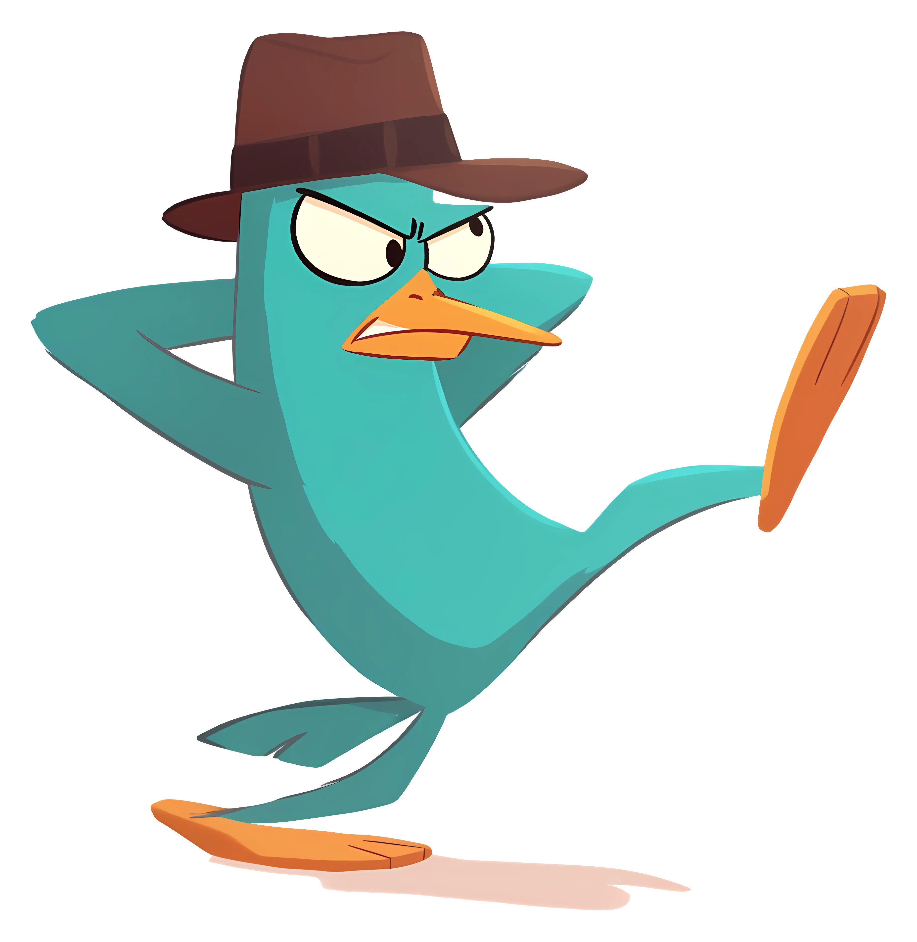 Cartoon Fighting Platypus with Hat