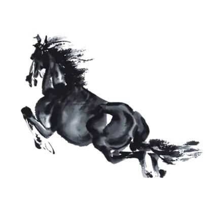 Black Ink Horse in Gallop Illustration