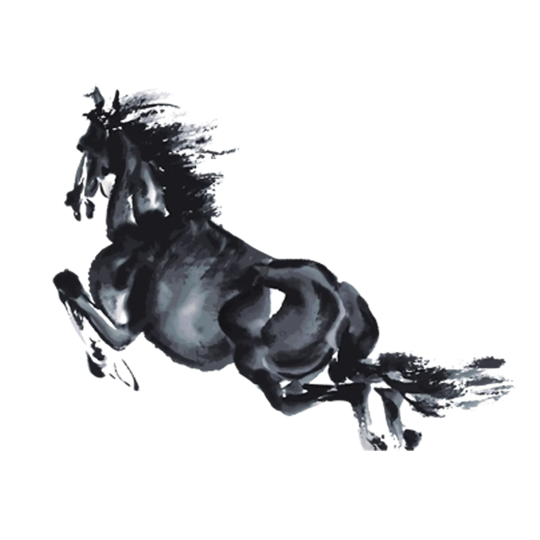 Black Ink Horse in Gallop Illustration