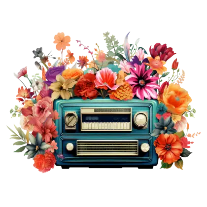 Vintage Radio with Floral Decoration