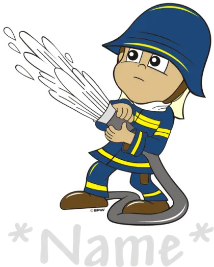 Cartoon Firefighter with Hose