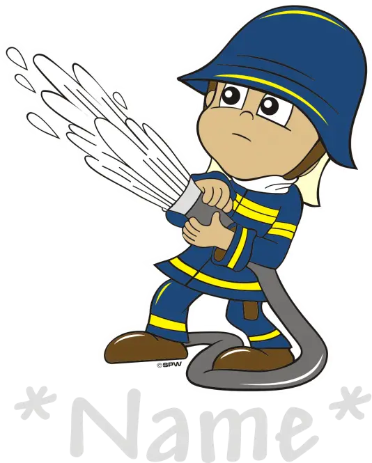Cartoon Firefighter with Hose