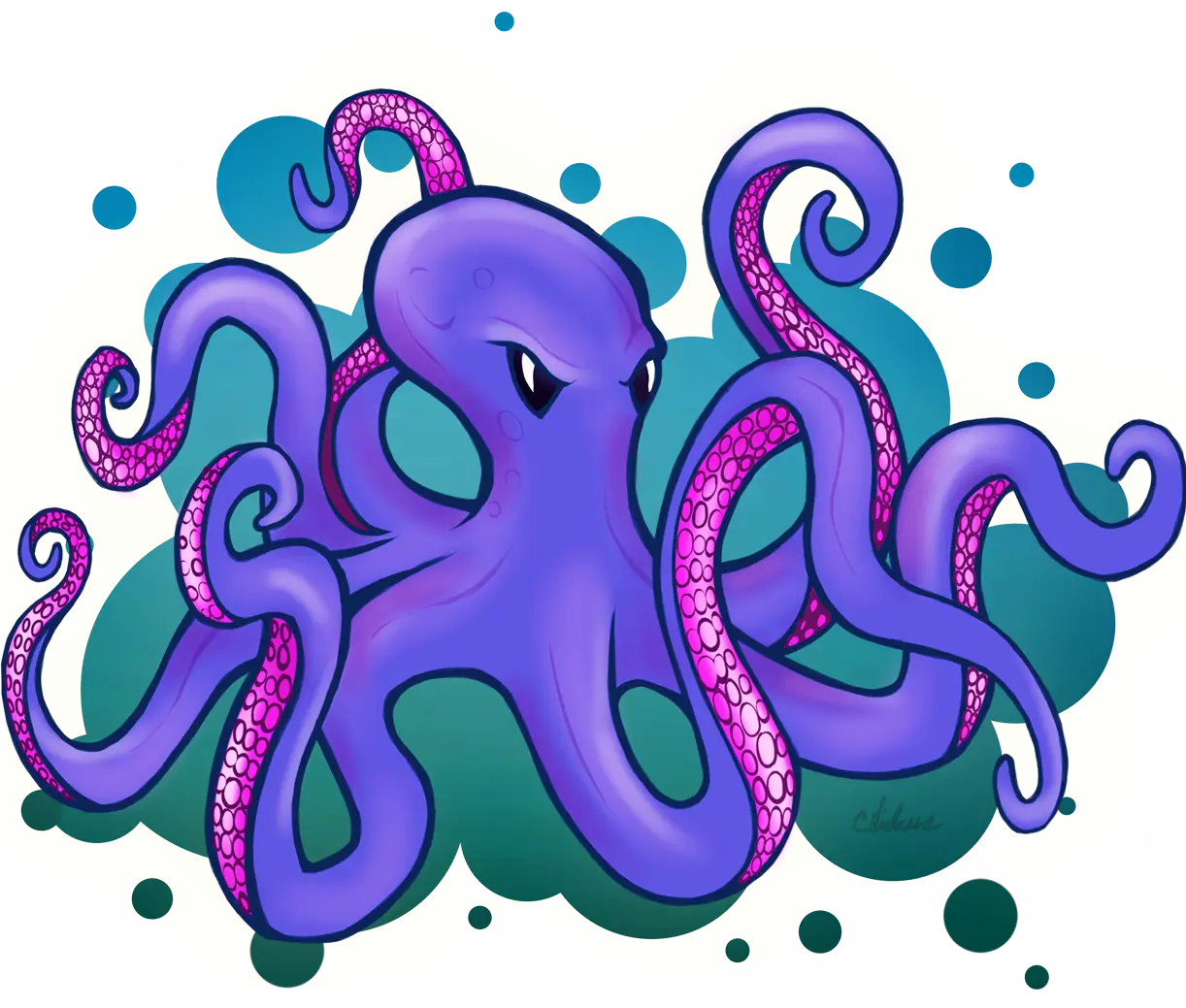 Whimsical Purple Cartoon Octopus Design