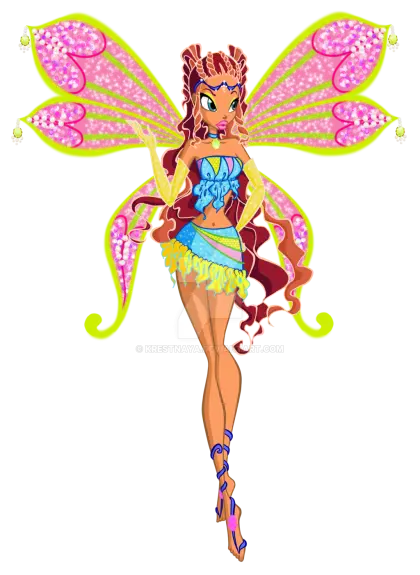 Fairy with Pink Wings and Colorful Outfit