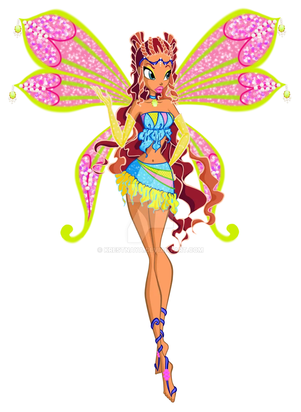 Fairy with Pink Wings and Colorful Outfit