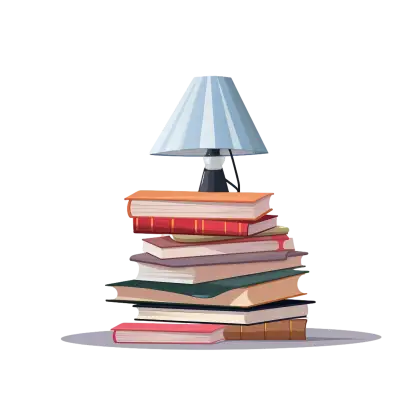 Stack of Books with a Lamp on Top