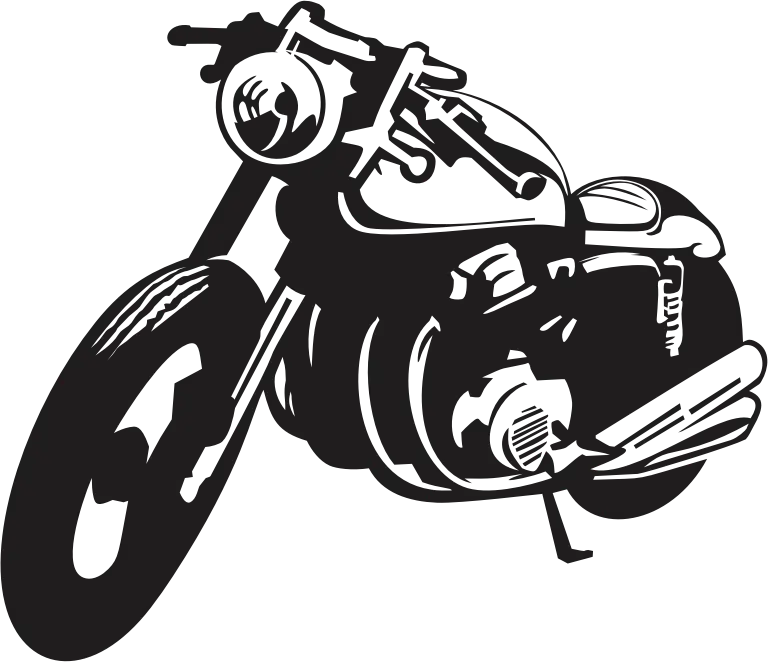 Black and White Motorcycle Illustration