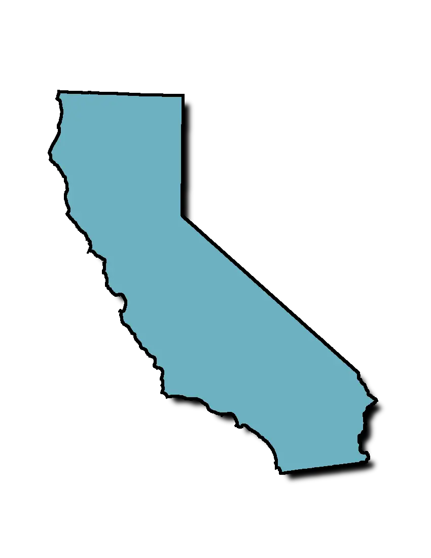 Light Blue Outline Map of California
