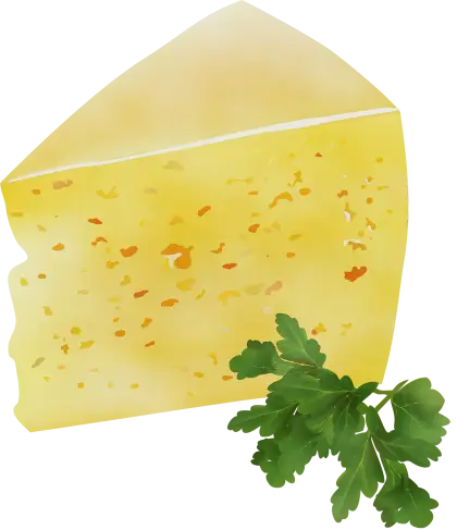 Slice of Cheese with Fresh Herbs