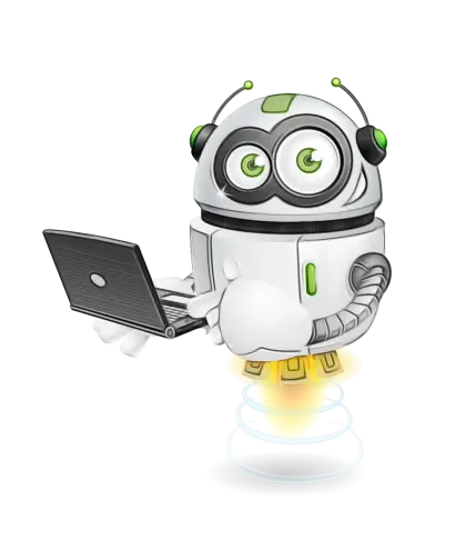 Robot Holding Laptop Cartoon Illustration