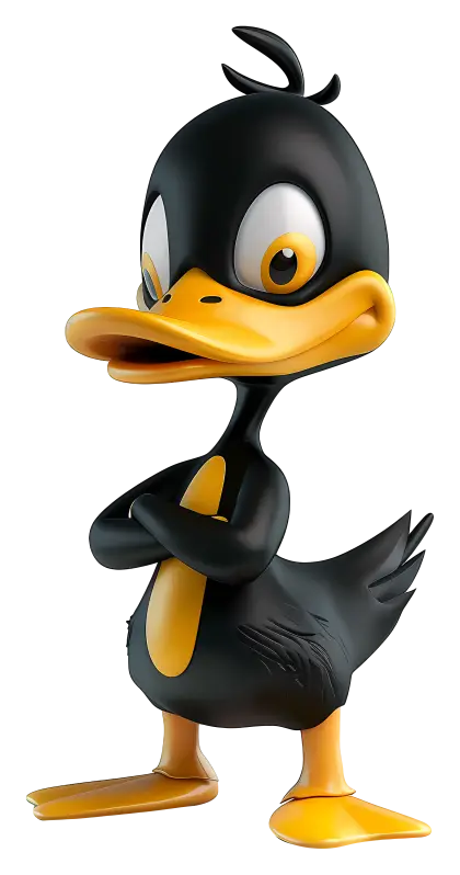 Animated Black Duck Cartoon Character