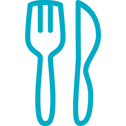 Blue Fork and Knife Icon for Dining and Kitchen Concepts