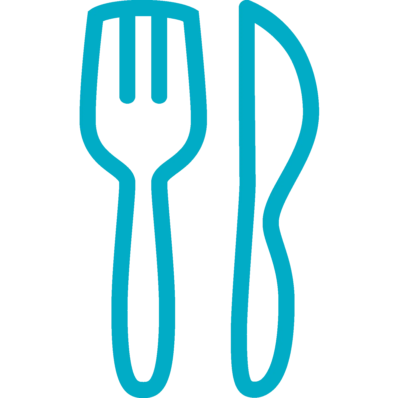 Blue Fork and Knife Icon for Dining and Kitchen Concepts