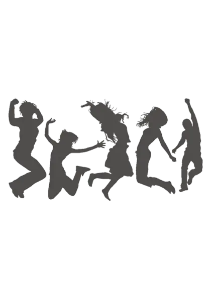 Silhouettes of People Jumping