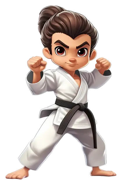 Cartoon Martial Arts Boy in Karate Gi