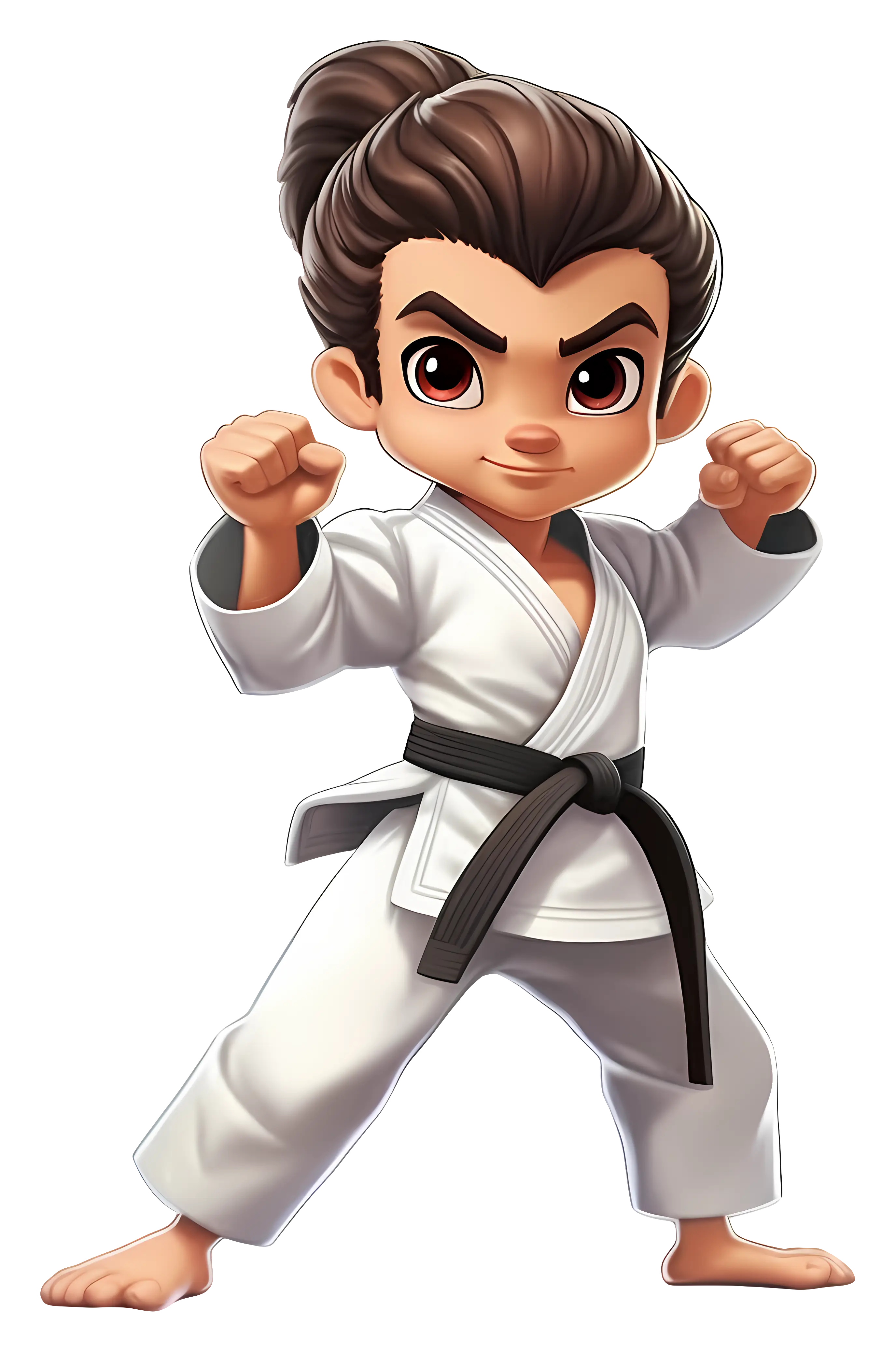 Cartoon Martial Arts Boy in Karate Gi