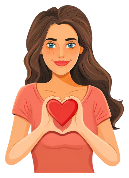 Woman Holding A Heart Illustration