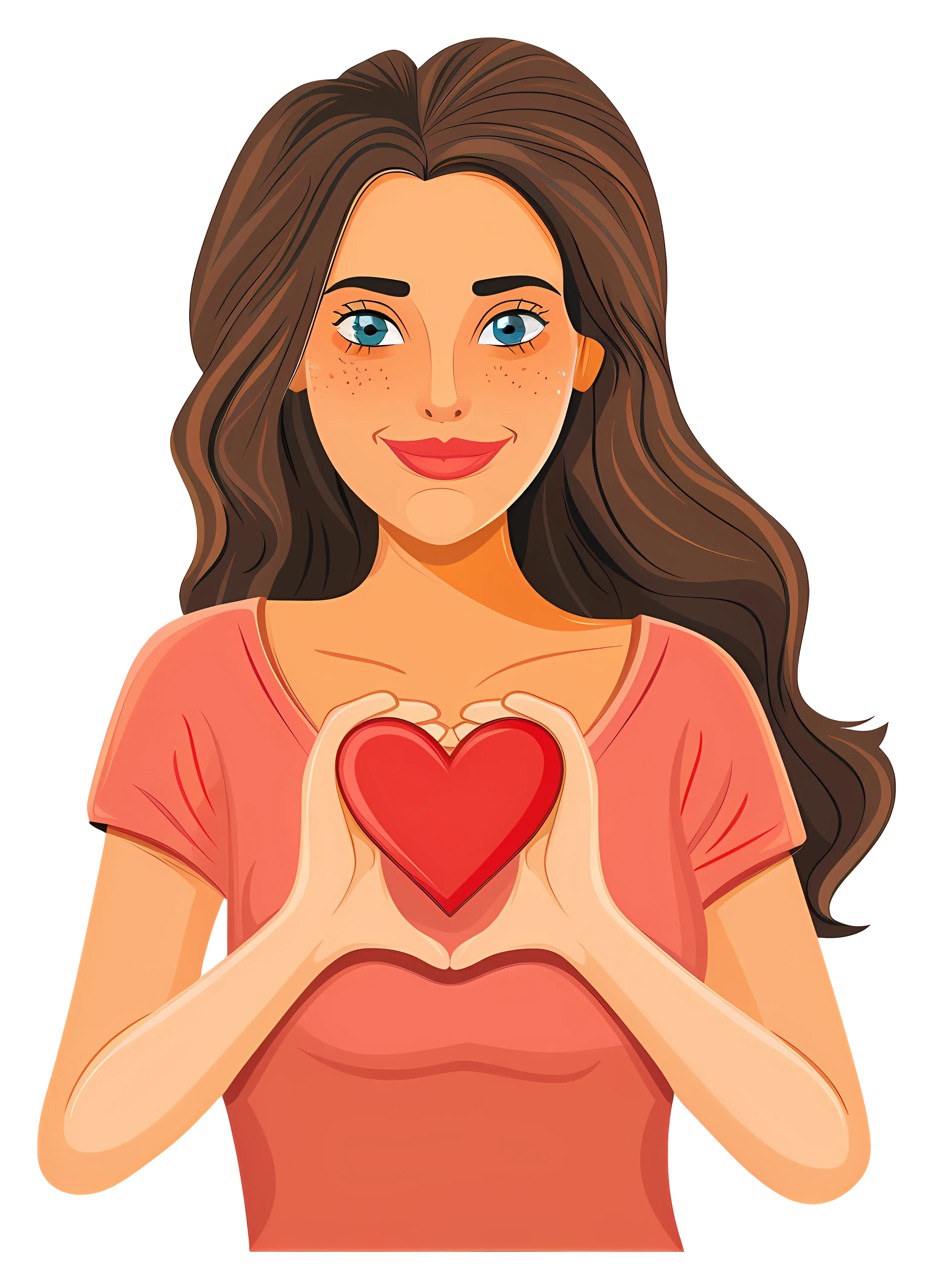 Woman Holding A Heart Illustration
