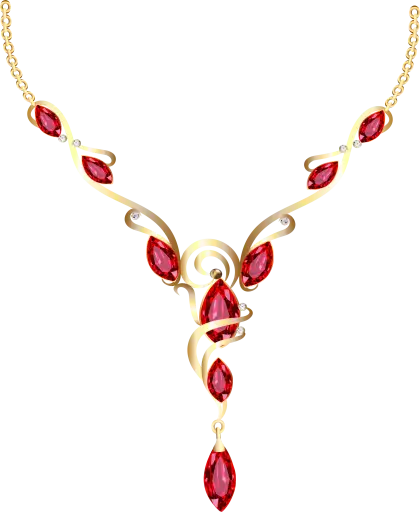 Elegant Gold Necklace with Ruby Stones