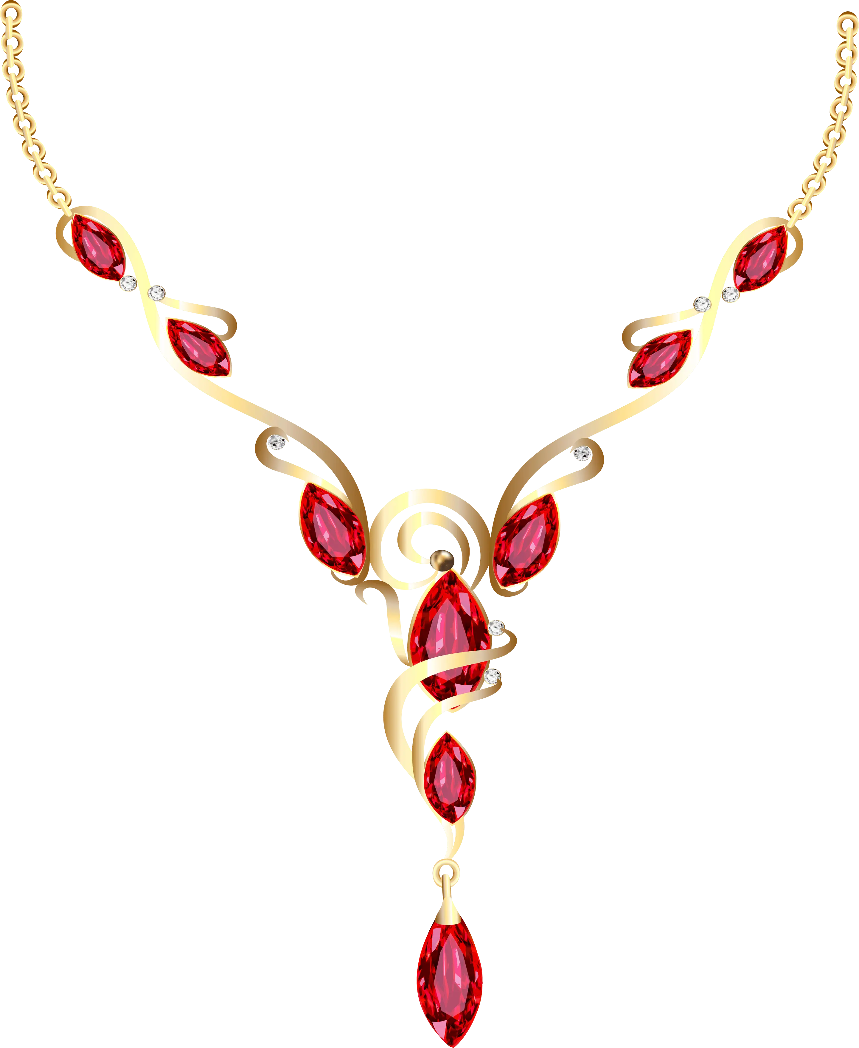 Elegant Gold Necklace with Ruby Stones