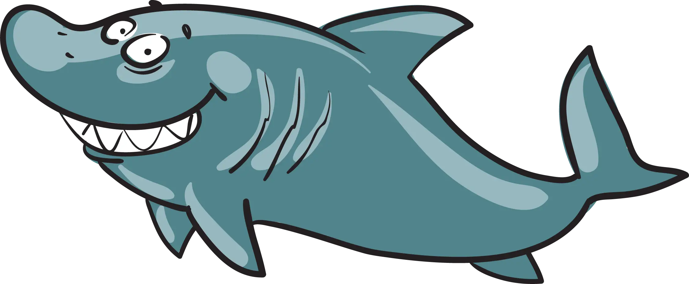 Green Cartoon Shark with Friendly Smile