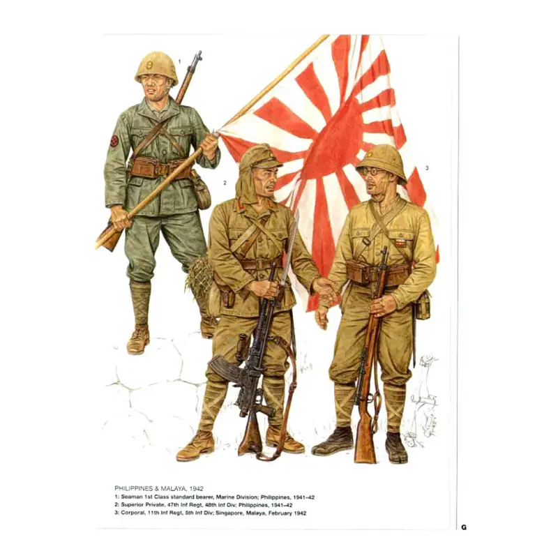 Japanese Soldiers with Flag in World War II