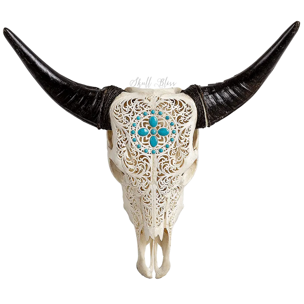 Carved Decorative Skull with Horns