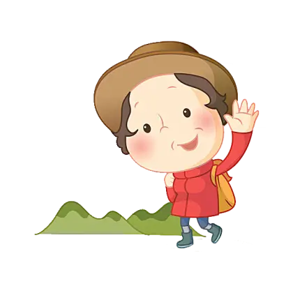Cartoon Traveler with a Backpack Hiking
