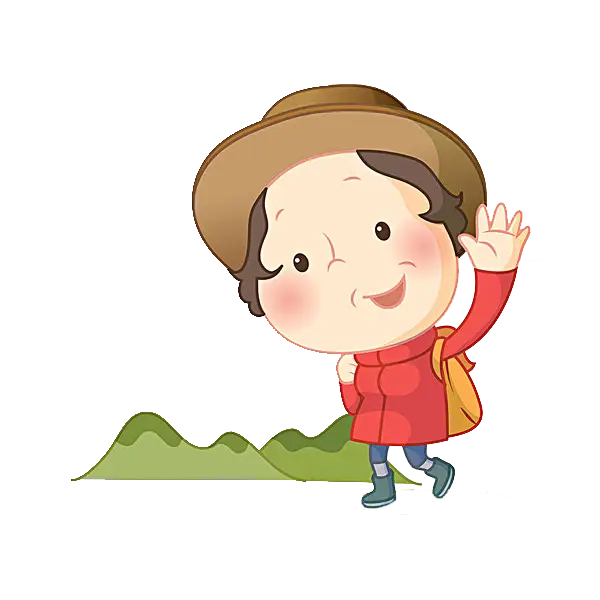 Cartoon Traveler with a Backpack Hiking