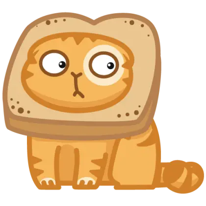 Cute Cartoon Cat with Bread