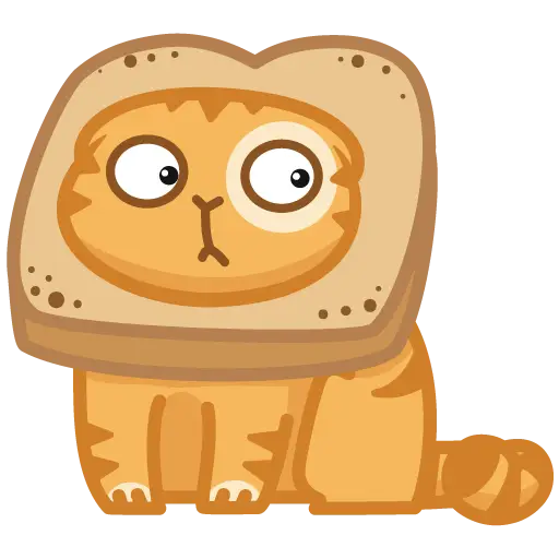 Cute Cartoon Cat with Bread