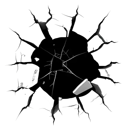 Illustration of Cracked and Shattered Hole