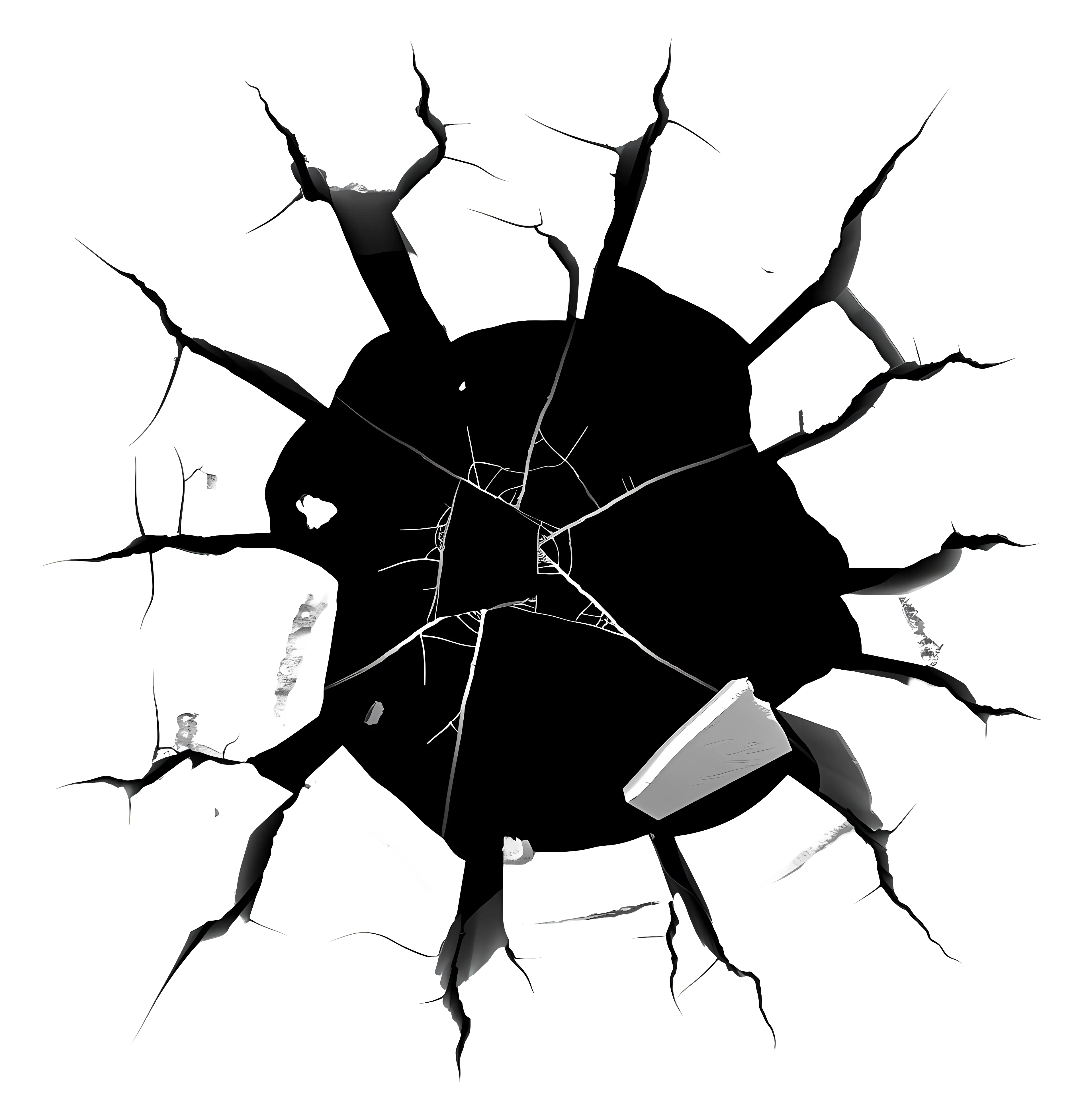 Illustration of Cracked and Shattered Hole