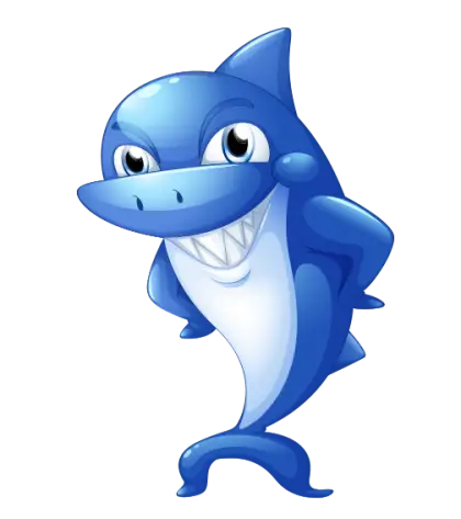 Cartoon Blue Shark Standing Confidently