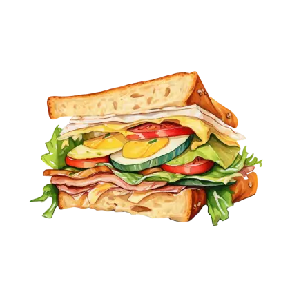 Layered Sandwich with Vegetables and Cheese