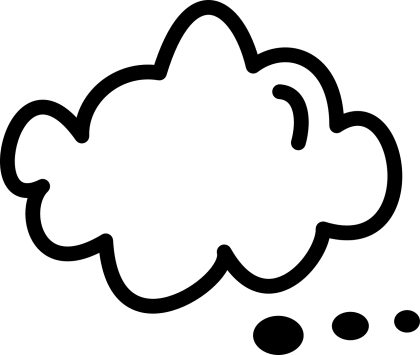 Black and White Thought Cloud Symbol