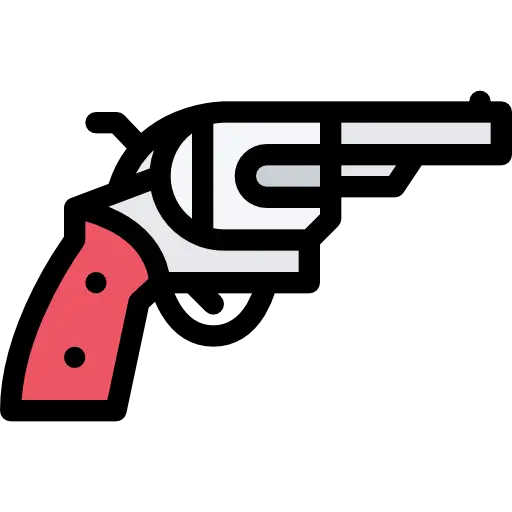 Revolver Illustration with Red Handle