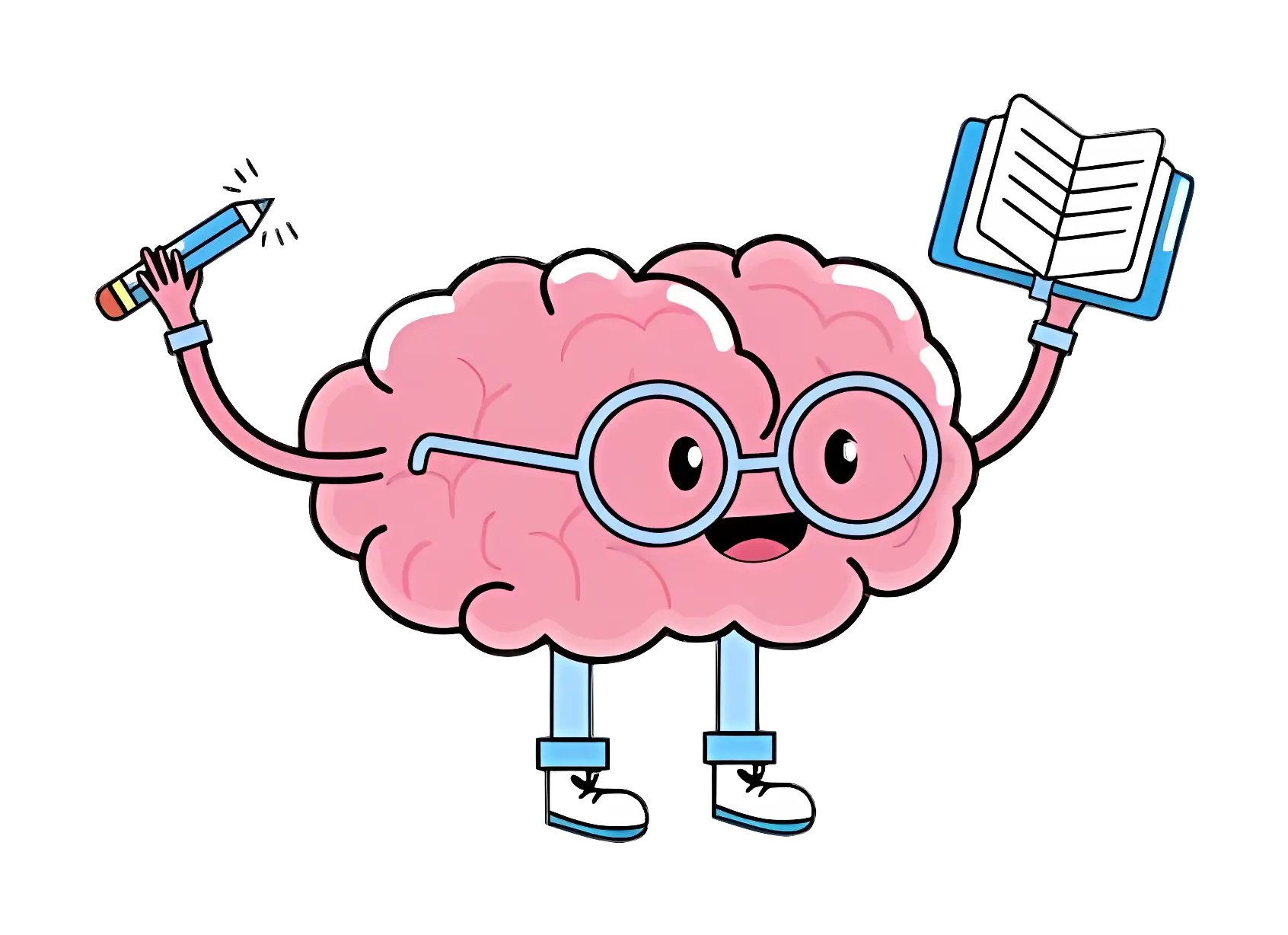 Brain Cartoon Illustration for Education Concept
